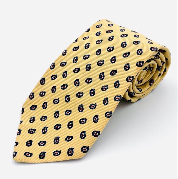Brooks Brothers Other - Brooks Brothers Makers Mens Cotton Tie Geometric Yellow Blue Made USA Preppy